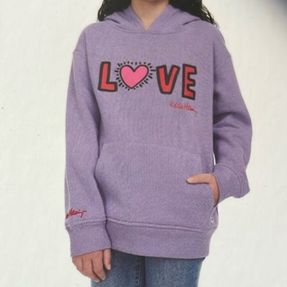 Kids Keith Haring Purple Love Hoodie